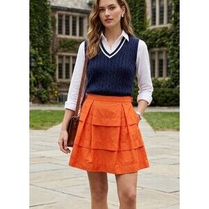 J. Crew Tier Mini Skirt Cotton Bold Preppy Whimsy Collegiate Small